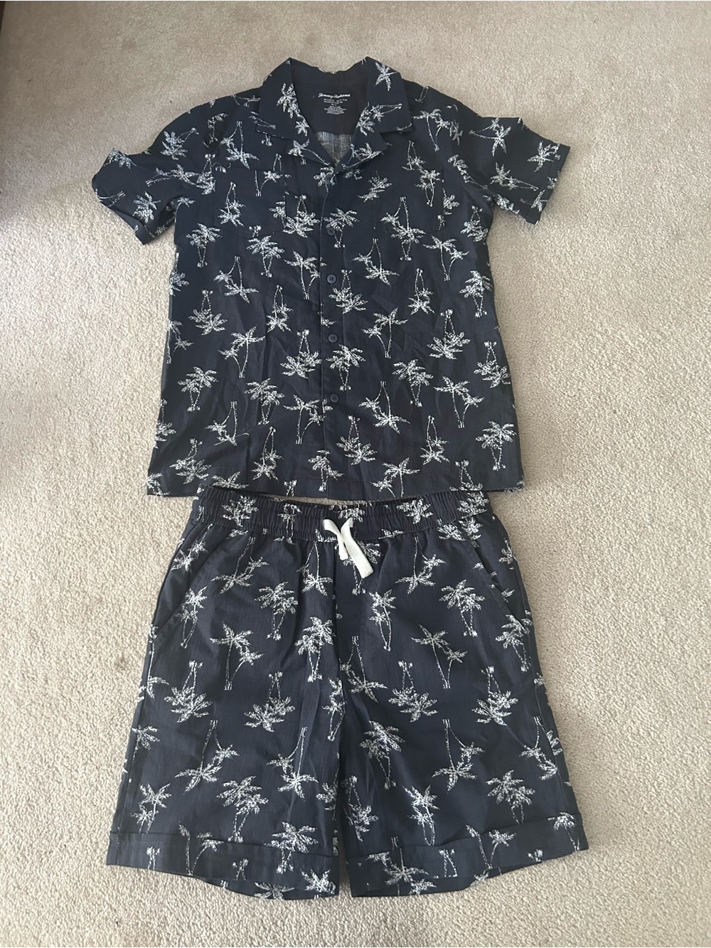 Tommy Bahama Navy and White Palm-Print Kids Two-Piece Set